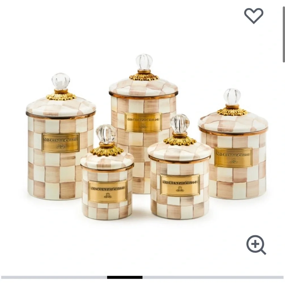 McKenzie-Childs Capiz Tile Canister- Cream & Gold - Picture 6 of 6